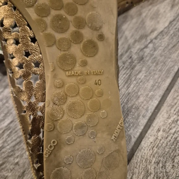 Jimmy Choo Gold Laser Cut Star Mules Flats Size 40 (US 10) Metallic Leather Y2K - Picture 10 of 10